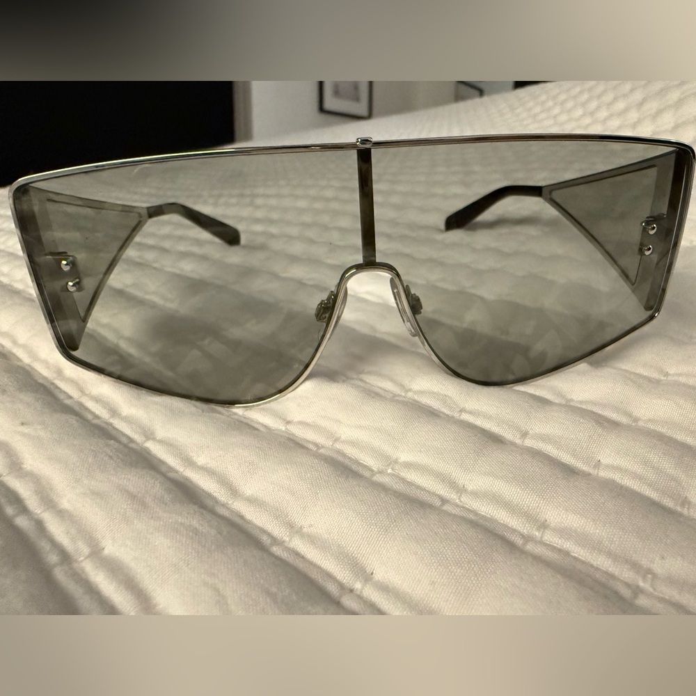 Dolce & Gabbana Oversized Shield Sunglasses - Silver Frame Gray Lenses